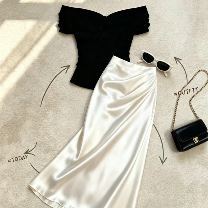 Summer Casual Women's Two-Piece Set - Short Sleeve Top & Long Skirt - Image 1