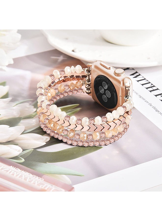 MXN Apple Watch Trail Band, Beaded Bracelet Compatible 42/44/45mm, Fashion Elastic Stretch Women Bands for iWatch Series 1/2/3/4/ultra etc - Image 3