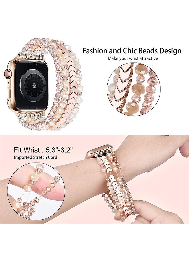 MXN Apple Watch Trail Band, Beaded Bracelet Compatible 42/44/45mm, Fashion Elastic Stretch Women Bands for iWatch Series 1/2/3/4/ultra etc - Image 2