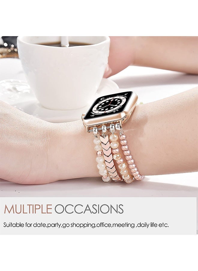 MXN Apple Watch Trail Band, Beaded Bracelet Compatible 42/44/45mm, Fashion Elastic Stretch Women Bands for iWatch Series 1/2/3/4/ultra etc - Image 4
