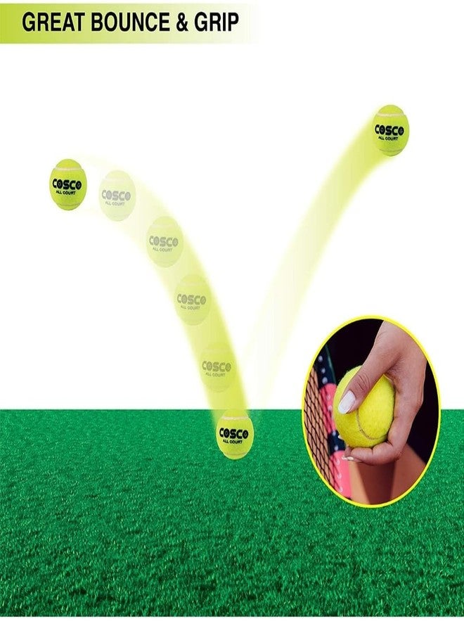 كوسكو كرة تنس كوسكو الجلدية لجميع الملاعب، عبوة من 3 كرات، لون أصفر فاتح - Image 3