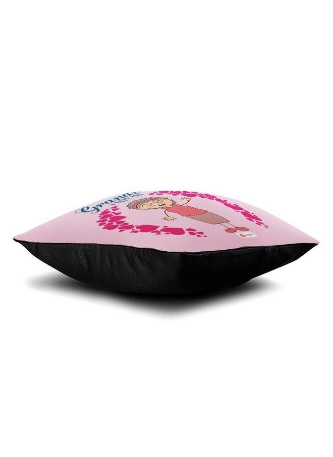 Indigifts Indigifts Grandparents Special Grandma I Love You Micro Satin, Fibre Cushion Cover with Filler (Pink, 12x12 inch)  - Image 3