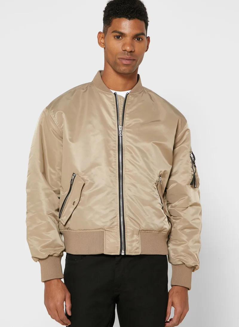 RIVER ISLAND Sleeve Pocket Bomber Jacket