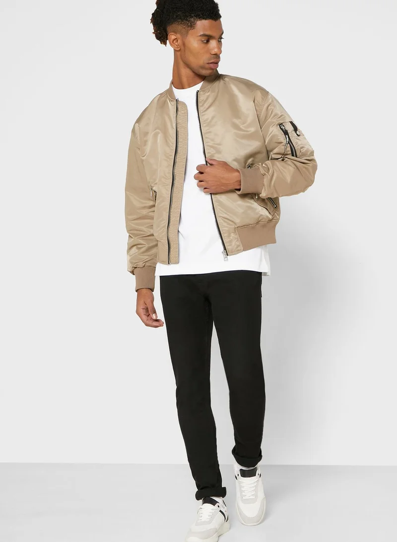 RIVER ISLAND Sleeve Pocket Bomber Jacket