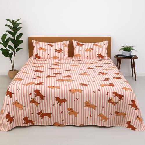 Bhoomi Impex Puppy-Love Printed King Size Bedsheet – Ultra Soft Brushed Microfiber Bed Sheet (102x108 Inches) with 2 Pillow Covers | Wrinkle-Free, Breathable & Pet-Themed Bedding Set - Image 1