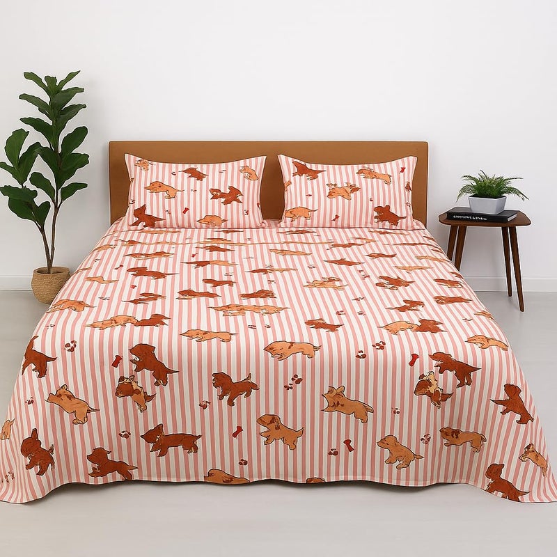 Bhoomi Impex Puppy-Love Printed King Size Bedsheet – Ultra Soft Brushed Microfiber Bed Sheet (102x108 Inches) with 2 Pillow Covers | Wrinkle-Free, Breathable & Pet-Themed Bedding Set - Image 5