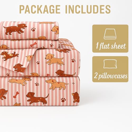 Bhoomi Impex Puppy-Love Printed King Size Bedsheet – Ultra Soft Brushed Microfiber Bed Sheet (102x108 Inches) with 2 Pillow Covers | Wrinkle-Free, Breathable & Pet-Themed Bedding Set - Image 3