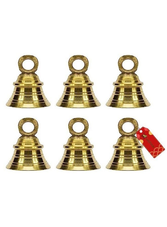 UAPAN Brass Hanging Bell for Festival Home Decoration with J hock (2.5 Inch, Pack of 6) - Image 2