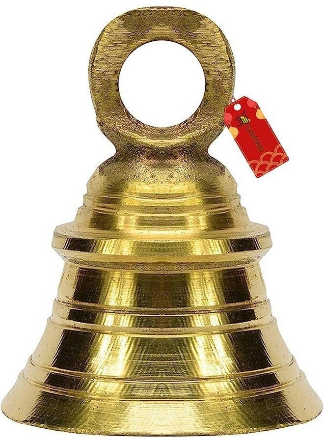 UAPAN Brass Hanging Bell for Festival Home Decoration with J hock (2.5 Inch, Pack of 6) - Image 3