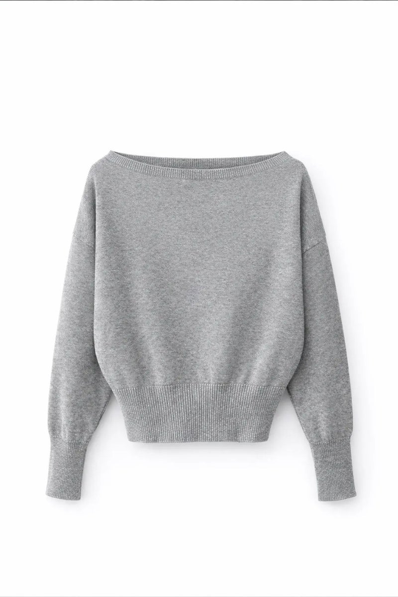 Mixray Ribbed Boat Neck Sweater