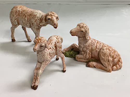 Fontanini by Roman Inc., 3 Piece Set of Sheep Family, 5" Animals Collection, Nativity Figure and Accessories, Hand Sculpted and Painted - Image 2