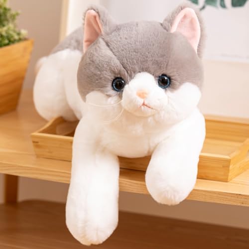 SNOWOLF Microwavable Weighted Stuffed Animals Cat Heating Pad Plushies Grey Cat Heated Plush Toy with Himalayan Salt for Warmth Comfort Cute Soft Kitten Doll Gift for Boys Girls Women 15 LBs - Image 1