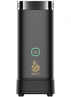 electric incense burner for car and home use, with a drawer for oud and a USB Type-C port, in black.