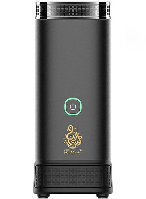electric incense burner for car and home use, with a drawer for oud and a USB Type-C port, in black.
