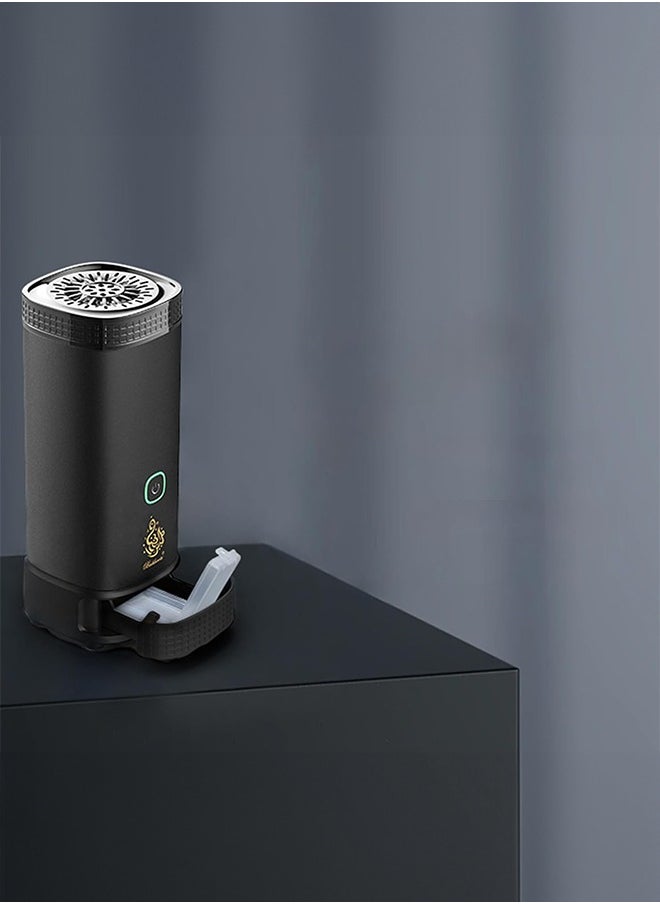Bukhoon - electric incense burner for car and home use, with a drawer for oud and a USB Type-C port, in black. - Image 1