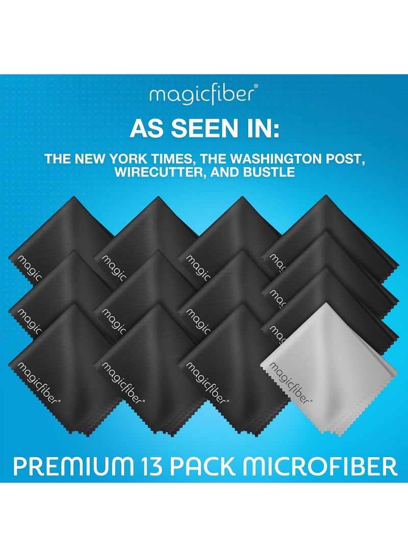 MagicFiber (13 Pack) Premium Microfiber Cleaning Cloths - For Tablet, Cell Phone, Laptop, LCD TV Screens and Any Other Delicate Surface (12 Black, 1 Grey) - Image 3