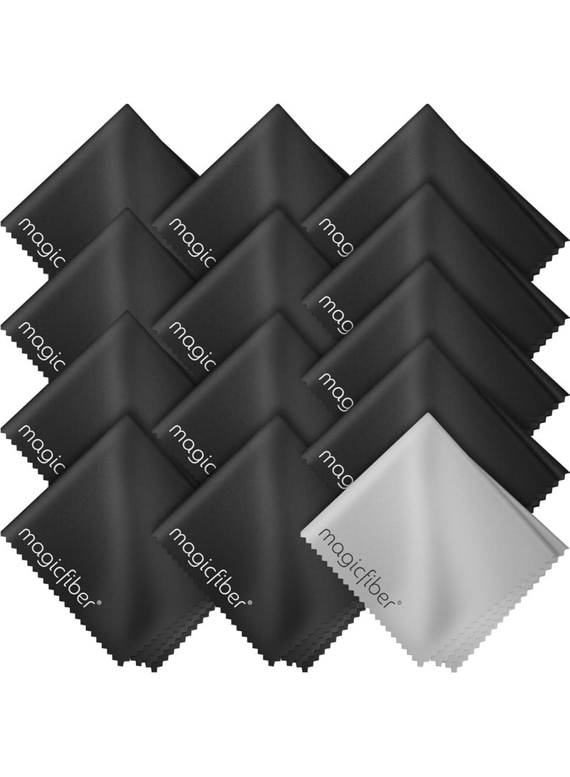 MagicFiber (13 Pack) Premium Microfiber Cleaning Cloths - For Tablet, Cell Phone, Laptop, LCD TV Screens and Any Other Delicate Surface (12 Black, 1 Grey) - Image 1