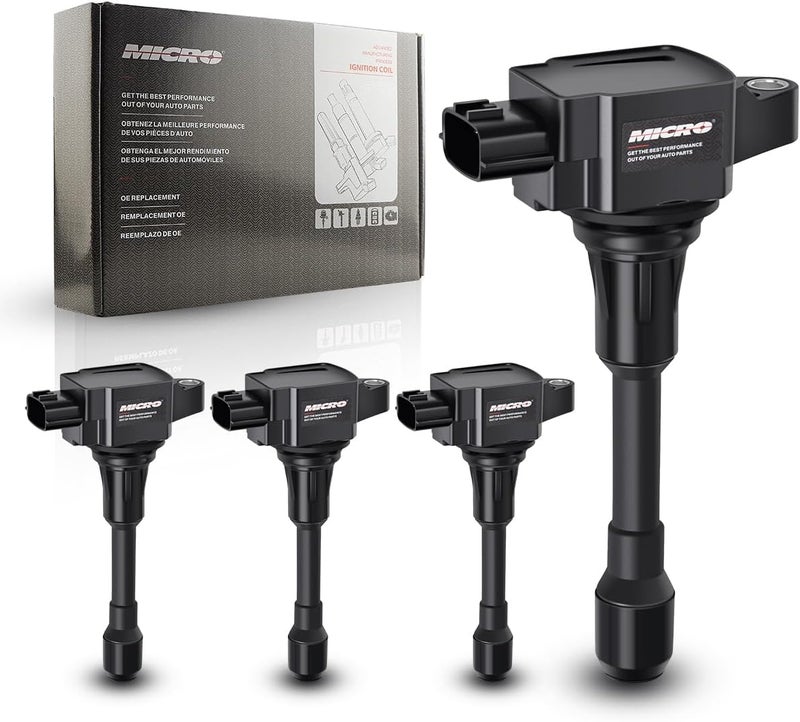 Micro Premium High Performance Ignition Coils for Nissan Altima, Sentra, Cube, Rogue L4 V8 UF549 (Pack of 4) with Dielectric Grease - Image 1