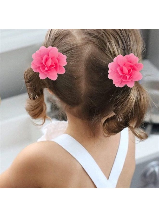 WillingTee 50pcs 2" Chiffon Flower Hair Bows Tiny Clips for Girls Fully Lined Non Slip Baby Clips Hair Accessories for Baby Girls Newborns Infants Toddlers 25 Colors in Pairs - Image 4