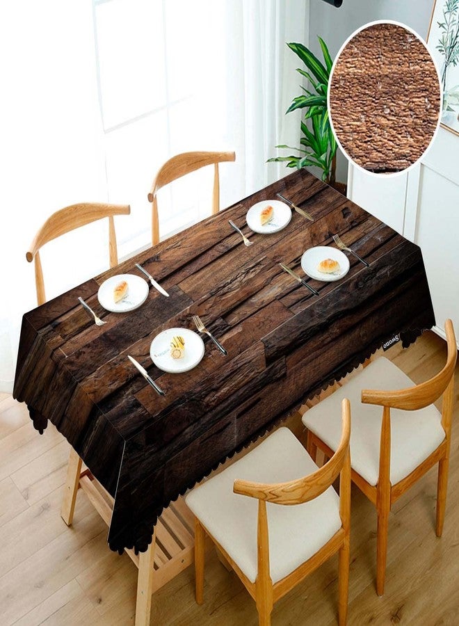 Swono Dark Wood Tablecloth - Vintage Natural Wooden Board Rectangle Table Cloth Picnic Tablecloth Washable Plaid Table Cover for Kitchen Holiday Dinner, 52x70 Inch - Image 3