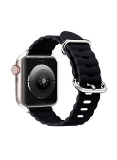 Replacement Strap Ocean Style Leather Watch Strap For Apple Watch Ultra 49mm / Series 8&7 45mm / SE 2&6&SE&5&4 44mm / 3&2&1 42mm Midnight