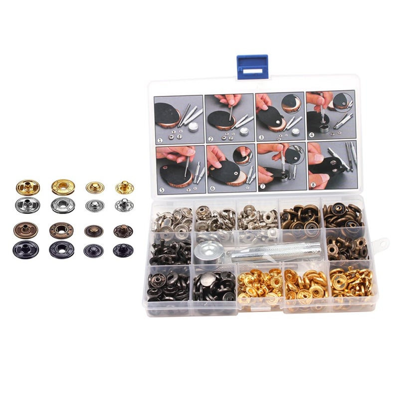 Metal Snap Fasteners Kit 4 Sizes 4 Colors With Press Tools Storage Box For Sewing Crafts Bags Wallets - Image 2