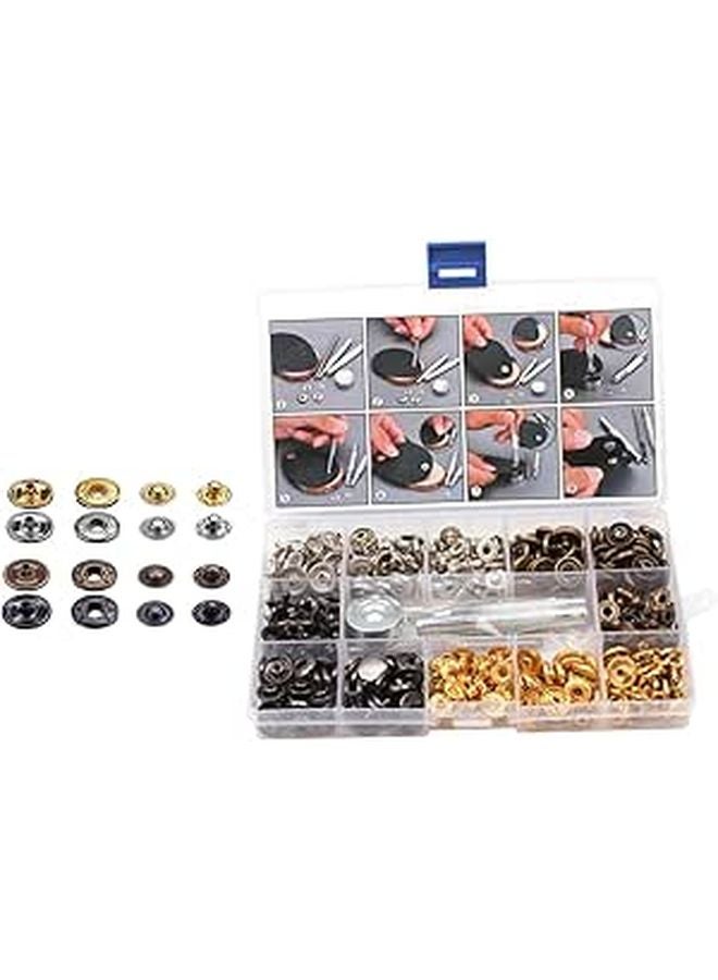 Metal Snap Fasteners Kit 4 Sizes 4 Colors With Press Tools Storage Box For Sewing Crafts Bags Wallets - Image 1