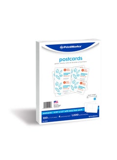 PrintWorks Heavyweight Printable Postcards For Mailings Flashcards And More 67Lb/147Gsm 4 Cards Per Sheet 250 Sheets 1000 Cards Total White (04299) (4.25 X 5.5 Inches Postcard Size)  - Image 2