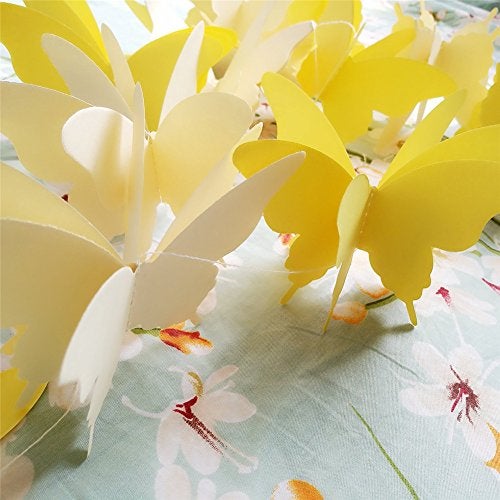 zilue Butterfly Banner Decorative Paper Garland for Wedding Baby Shower Birthday Theme Decor 110 Inches Long Pack of 2 Pieces Yellow - Image 5