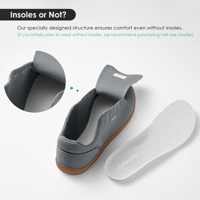 AIRHAS Mens Barefoot Shoes Lightweight Walking Shoes Wide Toe Box Flexible Zero Drop Sneakers for Men Summer Minimalist Casual Shoes(Dark Grey/Gum,11.0) - Image 5