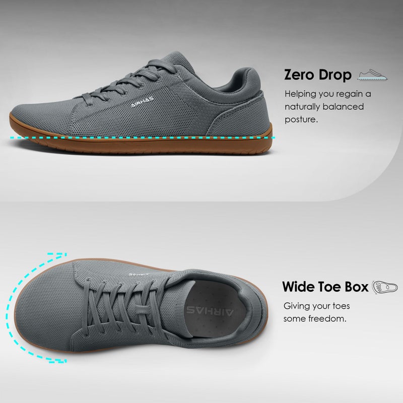 AIRHAS Mens Barefoot Shoes Lightweight Walking Shoes Wide Toe Box Flexible Zero Drop Sneakers for Men Summer Minimalist Casual Shoes(Dark Grey/Gum,11.0) - Image 3