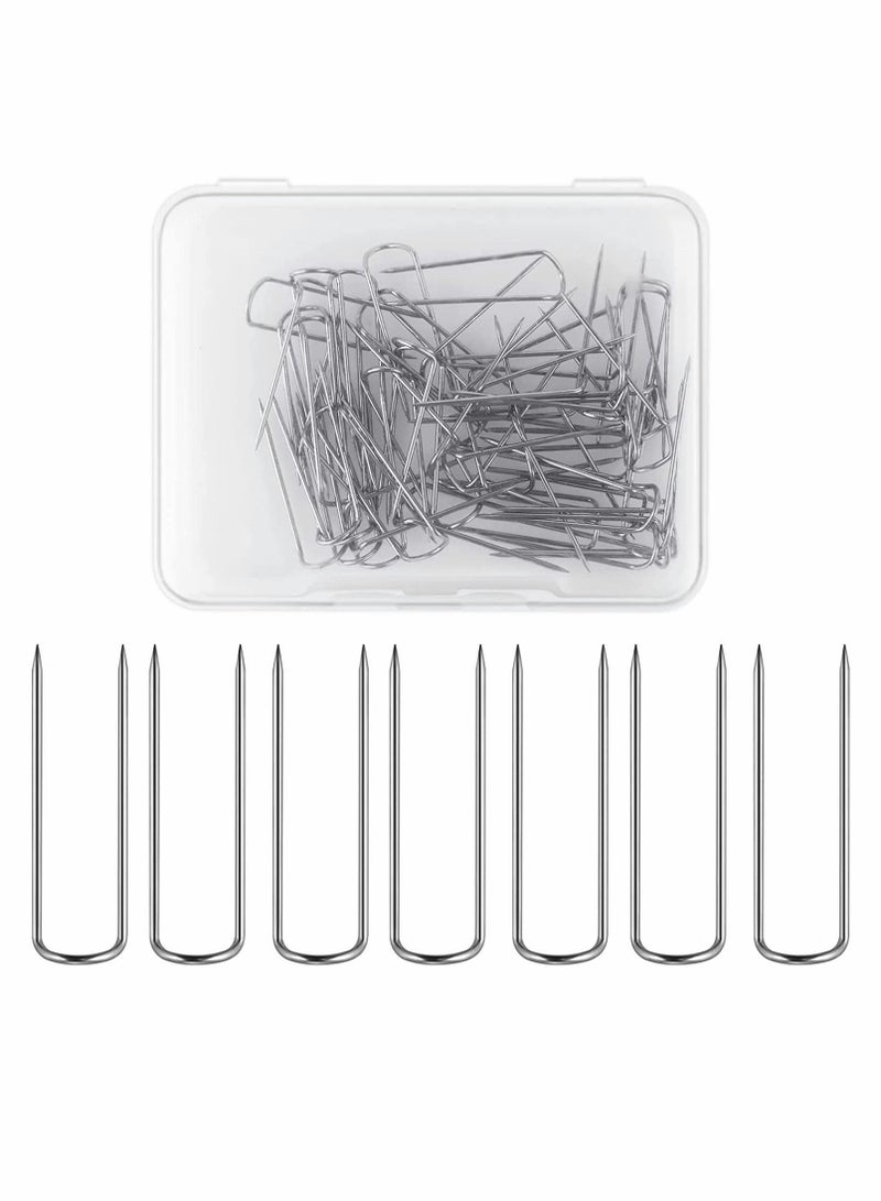 Y&D Sewing U-Pins, 50 Pcs Metal U Pins Needlecrafts Double Blocking Multipurpose Straight for DIY Jewelry Craft Making Fabric Decor (0.91 Inch/0.5cm) - Image 1