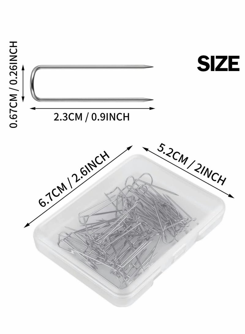 Y&D Sewing U-Pins, 50 Pcs Metal U Pins Needlecrafts Double Blocking Multipurpose Straight for DIY Jewelry Craft Making Fabric Decor (0.91 Inch/0.5cm) - Image 2