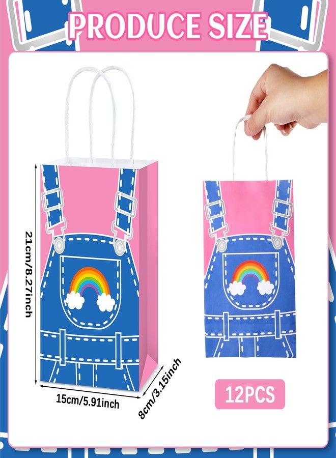 MinFyberd 12Pcs Cartoon Teacher Party Favor Bags Girls Birthday Party Decorations English Teacher Paper Gift Bags with Handles Cartoon Rainbow Goodie Candy Treat Bag for Girl Birthday Baby Shower Supplies - Image 2