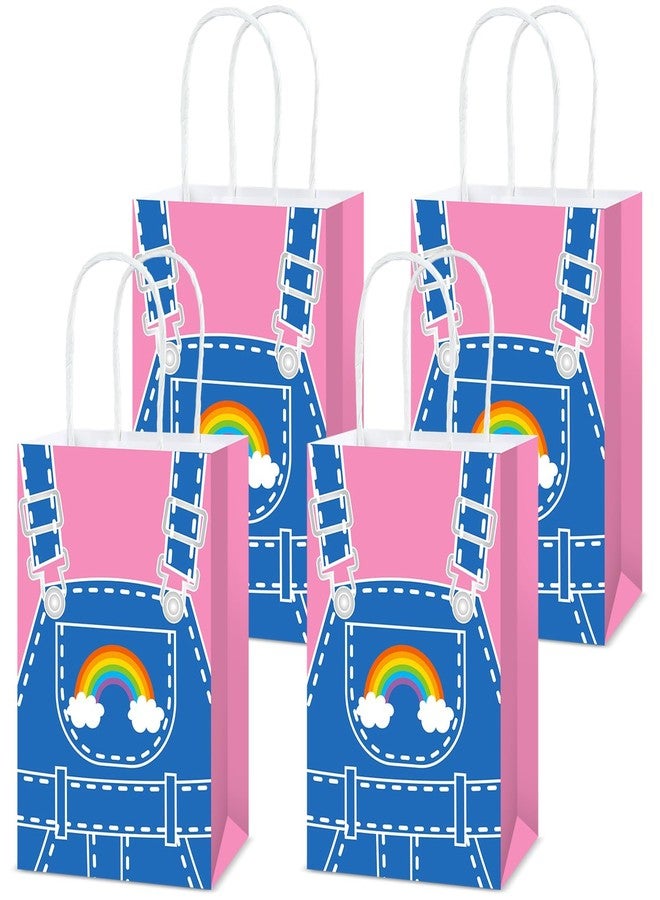MinFyberd 12Pcs Cartoon Teacher Party Favor Bags Girls Birthday Party Decorations English Teacher Paper Gift Bags with Handles Cartoon Rainbow Goodie Candy Treat Bag for Girl Birthday Baby Shower Supplies - Image 1