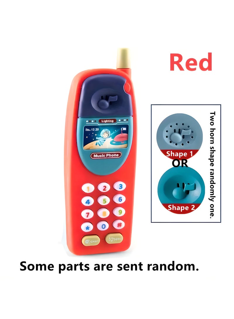 ليكسادا 1 قطعة لعبة هاتف موسيقية للصغار مع مؤثرات صوتية وضوئية، أوضاع متعددة، مادة ABS تعليمية، تعمل بالبطارية (بدون بطاريات)، مثالية للأولاد والبنات، هدية مثالية للعام الجديد، أعياد الميلاد، لعبة تفاعلية للصغار |هاتف لوحة مفاتيح ملونة |آمن للصغار فوق 12 شهرًا (أحمر) - Image 2