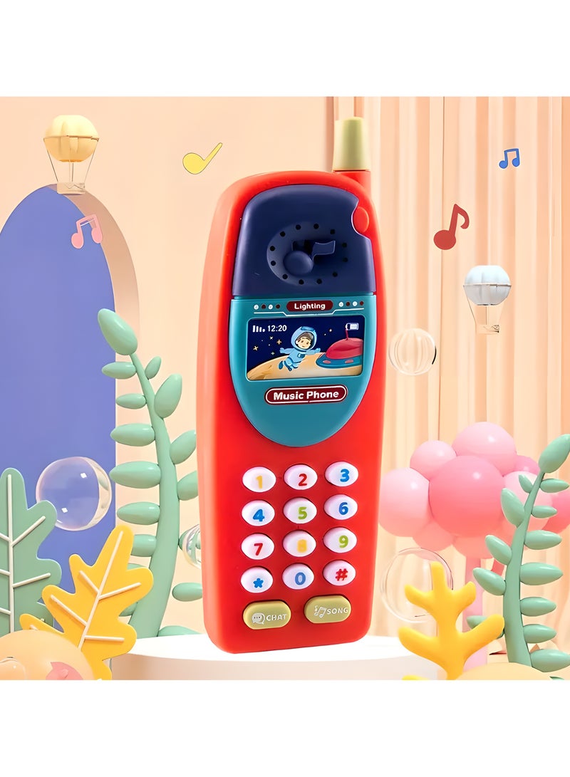 ليكسادا 1 قطعة لعبة هاتف موسيقية للصغار مع مؤثرات صوتية وضوئية، أوضاع متعددة، مادة ABS تعليمية، تعمل بالبطارية (بدون بطاريات)، مثالية للأولاد والبنات، هدية مثالية للعام الجديد، أعياد الميلاد، لعبة تفاعلية للصغار |هاتف لوحة مفاتيح ملونة |آمن للصغار فوق 12 شهرًا (أحمر) - Image 1