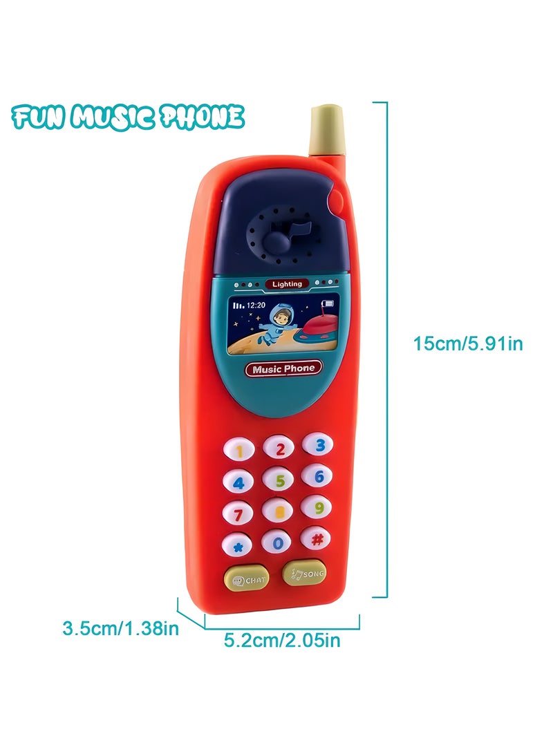 ليكسادا 1 قطعة لعبة هاتف موسيقية للصغار مع مؤثرات صوتية وضوئية، أوضاع متعددة، مادة ABS تعليمية، تعمل بالبطارية (بدون بطاريات)، مثالية للأولاد والبنات، هدية مثالية للعام الجديد، أعياد الميلاد، لعبة تفاعلية للصغار |هاتف لوحة مفاتيح ملونة |آمن للصغار فوق 12 شهرًا (أحمر) - Image 5