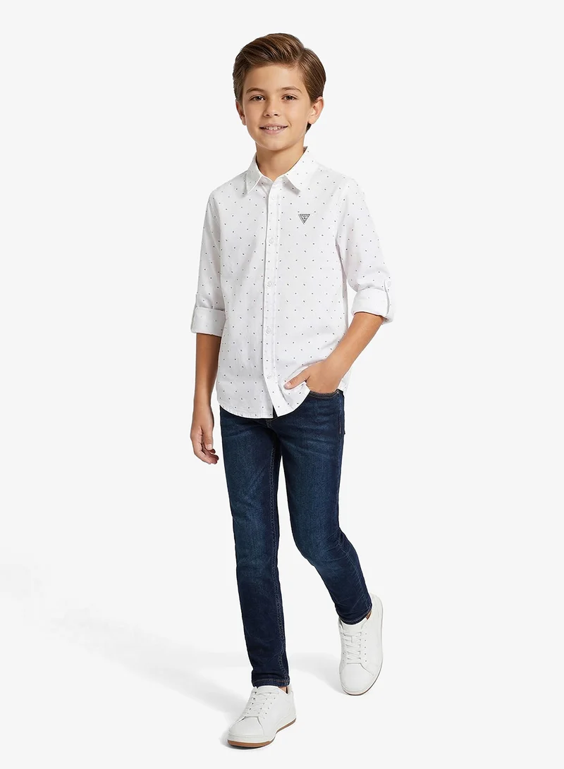 جس قميص بأكمام طويلة للشباب بقصة عادية