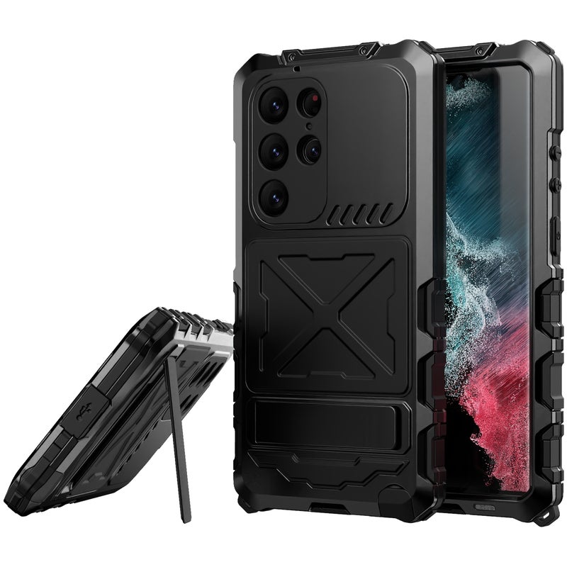 HuHa Protective Cover For Samsung Galaxy S23 Ultra 5G R-JUST Life Waterproof Dustproof Shockproof Phone Case(Black) - Image 1