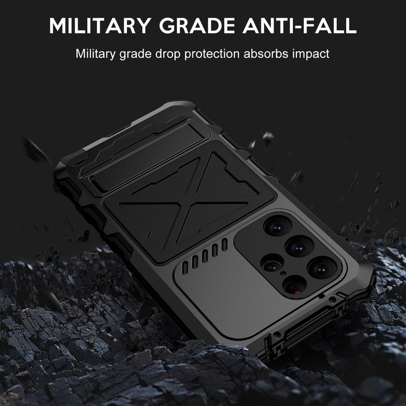 HuHa Protective Cover For Samsung Galaxy S23 Ultra 5G R-JUST Life Waterproof Dustproof Shockproof Phone Case(Black) - Image 3