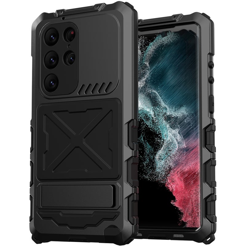 HuHa Protective Cover For Samsung Galaxy S23 Ultra 5G R-JUST Life Waterproof Dustproof Shockproof Phone Case(Black) - Image 2