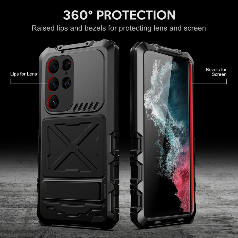 HuHa Protective Cover For Samsung Galaxy S23 Ultra 5G R-JUST Life Waterproof Dustproof Shockproof Phone Case(Black) - Image 5
