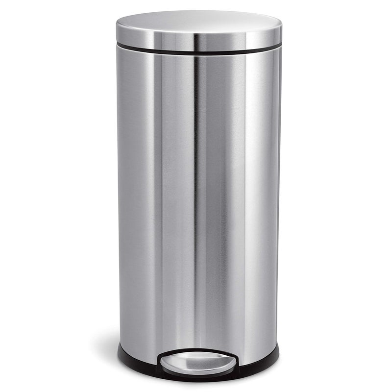 simplehuman 30 Liter  8 Gallon Round Step Trash Can Brushed Stainless Steel