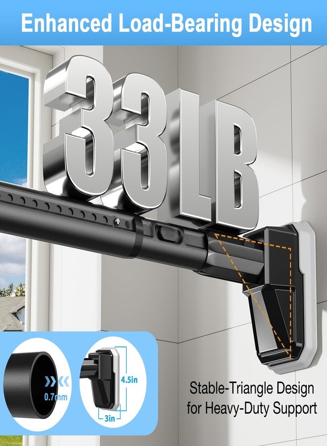 MEXAU 41 to 185 Inch Tension Curtain Rod No Drill Black Shower Curtain Rod Extra Long Heavy Duty Tension Rod for Windows, Patio, Bathroom - Renter Friendly Adjustable Curtain Rods - Image 5