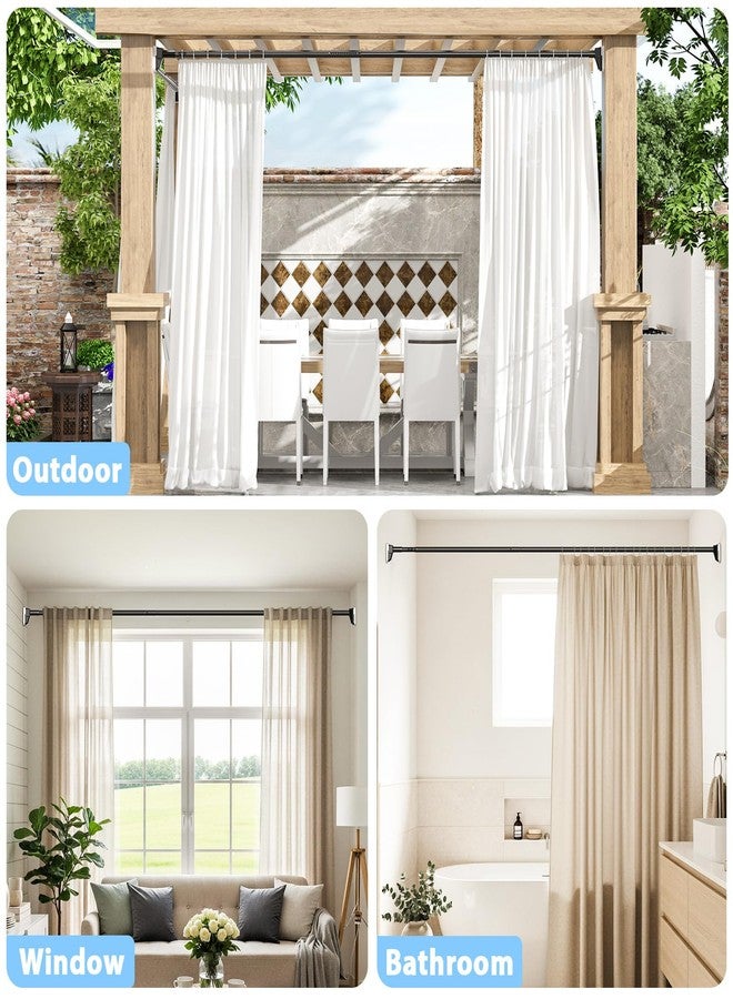 MEXAU 41 to 185 Inch Tension Curtain Rod No Drill Black Shower Curtain Rod Extra Long Heavy Duty Tension Rod for Windows, Patio, Bathroom - Renter Friendly Adjustable Curtain Rods - Image 2