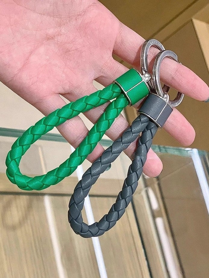 B Family Keychain Lanyard Goatskin Braided Car Keychain Pendant For Men And Women Couples - Image 4