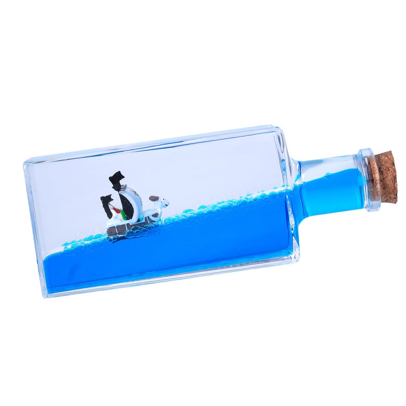 Honsheng Unsinkable Boat One Going Pirate Ship Piece Model Merry Toys in a Bottle Box Acrylic Fluid Drift Bottle Cruise Ship Paperweight Desk for Car Decoration Boys Girls Gifts Large - Image 3