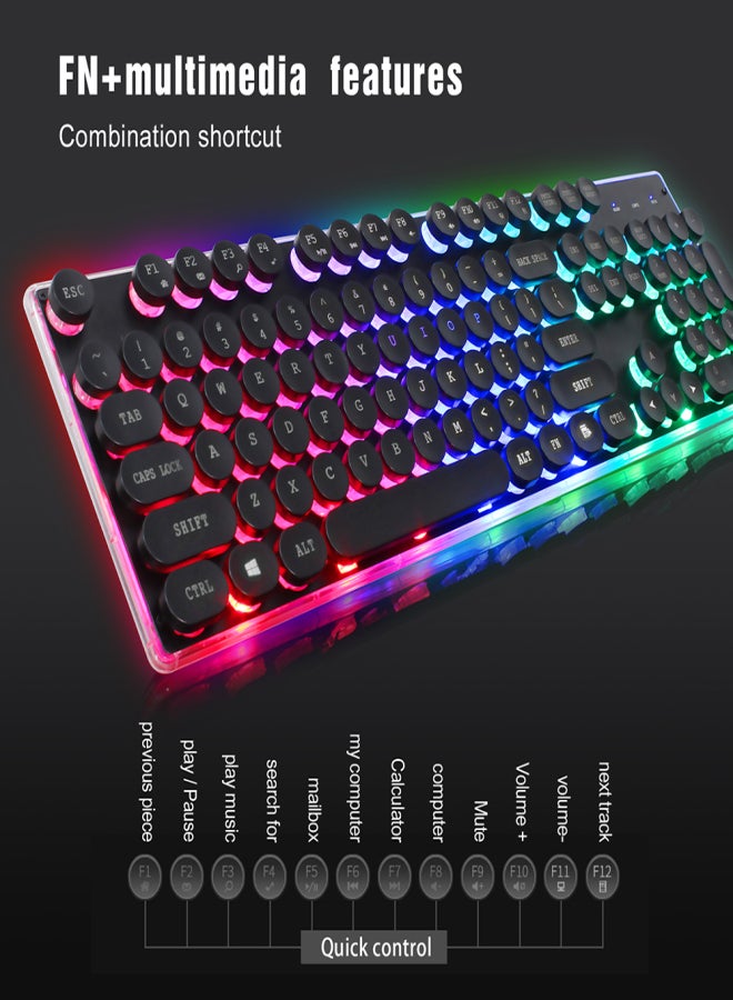 ZERODATE KB202 Membrane Keyboard Wired Gaming Backlit Keyboard 104-Key with Customizable Lighting Effects ABS USB Wired Keyboard for Gaming Typing Mac PC - Image 4