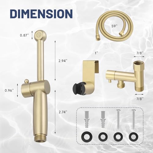 Green Spring Greenspring Handheld Bidet Sprayer for Toilet Handheld Sprayer Attachment for Toilet with Adjustable Pressure Control Brushed Gold Bathroom Fixture Bidet Sprayer Sets Brass - Image 3